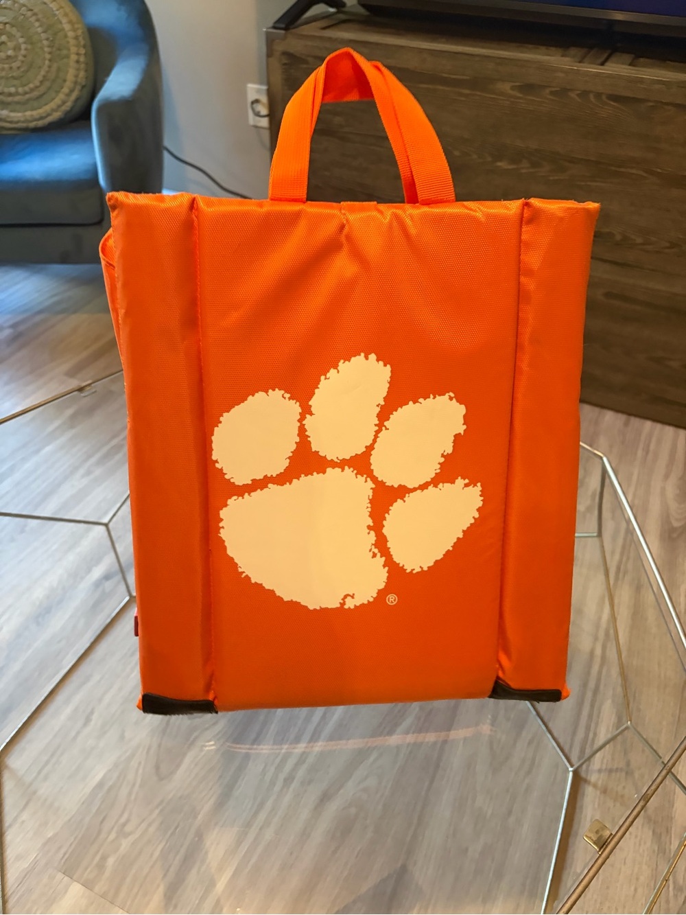 Orange Clemson Tigers Paw Print Stadium Seat - Team Logo Cushion